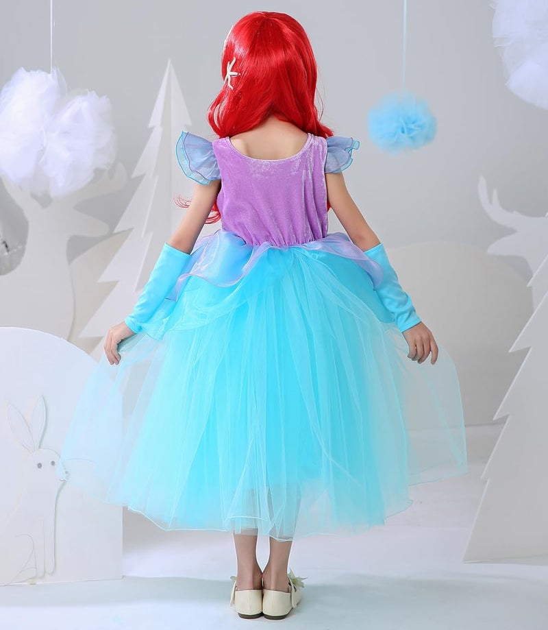 CQDY Ariel Princess Dress Little Mermaid Halloween Costumes Dress Up Party Girls Cosplay Kids Ball Gown - Image 5